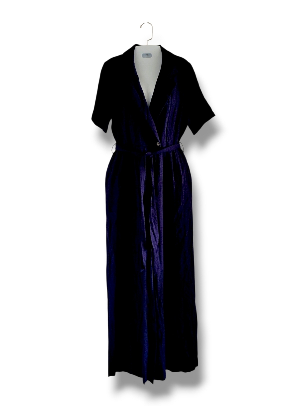 HYFVE | Classic Dark Navy Short Sleeve Self Tie Maxi Wide Leg Jumpsuit (SIZE S)